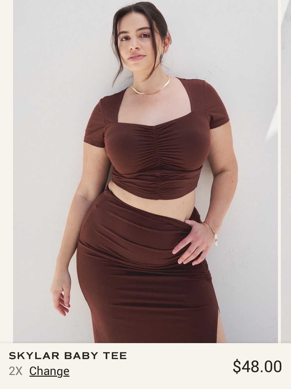 Matching Top & Skirt Set Skylar Baby Tee and Casey Ruched Maxi Skirt